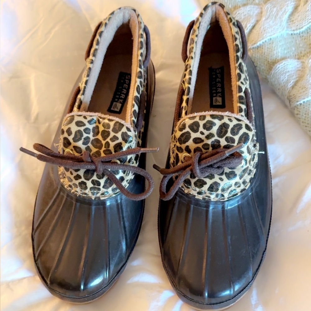 Sperry Women's Leopard Print rain shoes